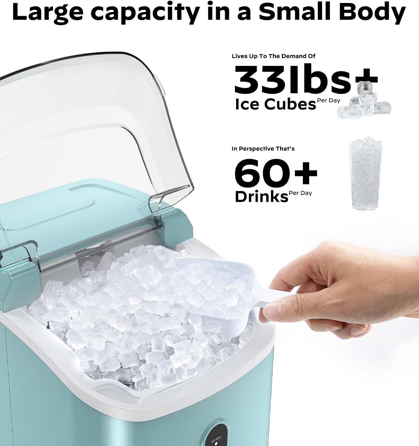 imageSilonn Nugget Ice Maker Countertop Pebble Ice Maker with Soft Chewable Ice OneClick Operation Ice Machine with SelfCleaning 33lbs24H for HomeKitchenOfficeGreen