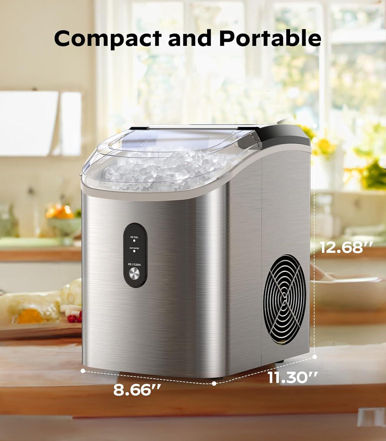 imageSilonn Nugget Ice Maker Countertop Pebble Ice Maker with Soft Chewable Ice OneClick Operation Ice Machine with SelfCleaning 33lbs24H for HomeKitchenOfficeStainless Steel17T