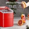 imageSilonn Ice Maker Countertop 9 Cubes Ready in 6 Mins 26lbs in 24Hrs SelfCleaning Ice Machine with Ice Scoop and Basket 2 Sizes of Bullet Ice for Home Kitchen Office Bar PartyRed