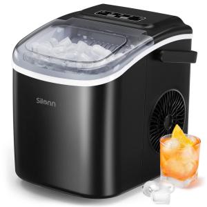 imageSilonn Ice Makers Countertop 44lbs Per Day 2 Ways to Add Water Auto SelfCleaning Stainless Steel Ice Machine for Home Office Bar PartyBlackIM09