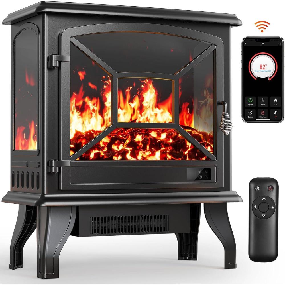 imageSilonn Electric Fireplace Heater Quick Heating Portable Low Noise Fireplace with Temp Control CSA Certified18 Electric Fire Place with Overheat Protection Function for Living Room Bedroom Black24 Inch