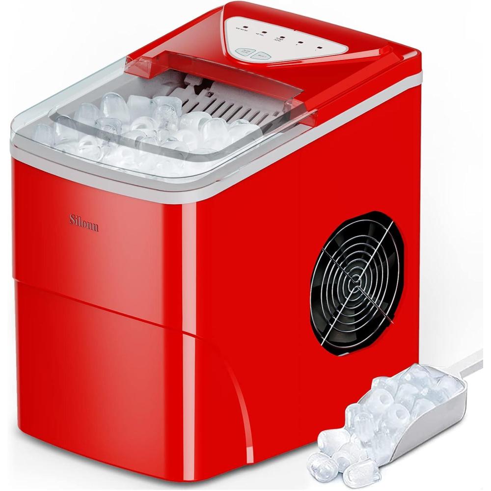 imageSilonn Nugget Ice Maker Countertop Pebble Ice Maker with Soft Chewable Ice OneClick Operation Ice Machine with SelfCleaning 33lbs24H for HomeKitchenOfficeRed