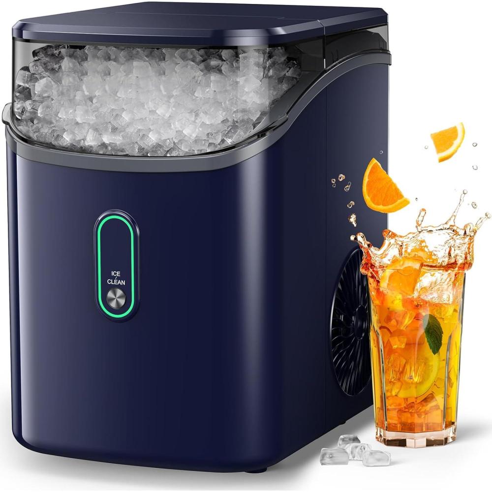 imageSilonn Nugget Ice Maker Countertop Pebble Ice Maker with Soft Chewable Ice OneClick Operation Ice Machine with SelfCleaning 33lbs24H for HomeKitchenOfficeBlue