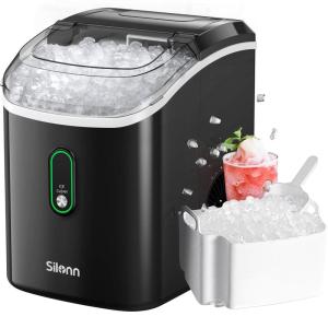 imageNugget Ice Maker Countertop Silonn Chewable Pellet Ice Machine with SelfCleanin Function 33lbs24H Portable Ice Makers for Home Kitchen Officce BlackBlackPRO