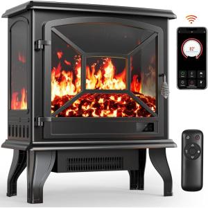 imageSilonn Electric Fireplace Heater Quick Heating Portable Fireplace with App ampamp Remote24 Electric Corner Fireplace Low Noise with 5 Brightness LevelsTemp Control ampamp Timer for Living RoomBedroomBlack24 Inch