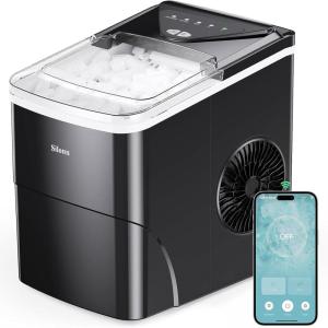 imageSilonn Ice Maker Countertop 9 Cubes Ready in 6 Mins 26lbs in 24Hrs SelfCleaning Ice Machine with Ice Scoop and Basket 2 Sizes of Bullet Ice for Home Kitchen Office Bar PartyBlackAPP