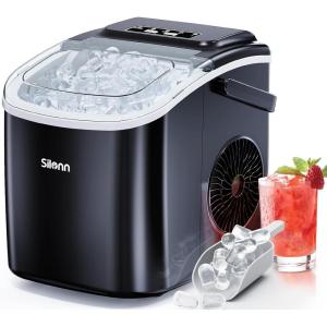 imageSilonn Ice Maker Countertop 9 Cubes Ready in 6 Mins 26lbs in 24Hrs SelfCleaning Ice Machine with Ice Scoop and Basket 2 Sizes of Bullet Ice for Home Kitchen Office Bar PartyDark