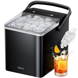 imageSilonn Ice Maker Countertop Portable Ice Machine with Carry Handle Self Cleaning Ice Makers with 18 L Water Tank and Big Ice Basket 9 Cubes in 6 Mins Ideal for Home Kitchen RV