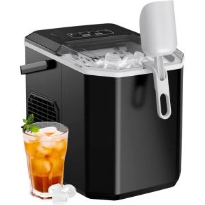 imageSilonn Ice Maker Countertop Portable Ice Machine with Carry Handle SelfCleaning Ice Makers with Basket and Scoop 9 Cubes in 6 Mins 26 lbs per Day Ideal for Home Kitchen Camping RVBlack