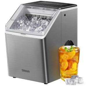 imageSilonn Ice Makers Countertop 44lbs Per Day 2 Ways to Add Water Auto SelfCleaning Stainless Steel Ice Machine for Home Office Bar PartyStainless Steel