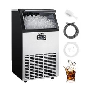 imageSilonn Ice Makers Countertop 44lbs Per Day 2 Ways to Add Water Auto SelfCleaning Stainless Steel Ice Machine for Home Office Bar PartyStainless Steel100lbs