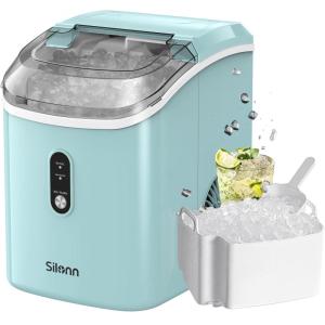 imageSilonn Ice Makers Countertop 9 Cubes Ready in 6 Mins 26lbs in 24Hrs SelfCleaning Ice Machine with Ice Scoop and Basket 2 Sizes of Bullet Ice for Home Kitchen Office PartyGreen