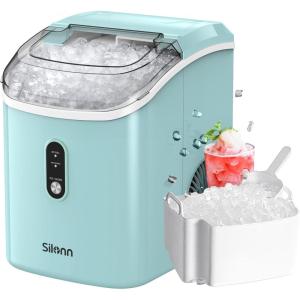 imageSilonn Nugget Ice Maker Countertop Pebble Ice Maker with Soft Chewable Ice OneClick Operation Ice Machine with SelfCleaning 33lbs24H for HomeKitchenOfficeGreen