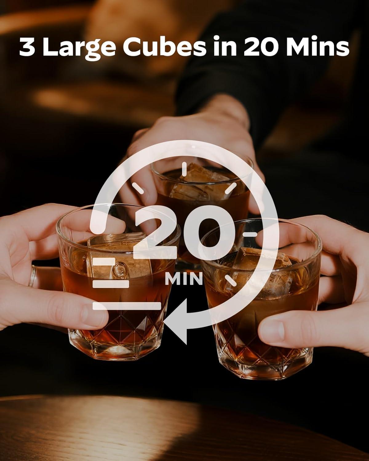 imageSilonn Clear Ice Cube Maker Countertop Makes 3 Large 16 Cubes in 20 Mins Crystal Clear ampamp SlowMelting Ice for Whiskey Adjustable Ice Thickness ampamp Auto Clean Great for Home bar Kitchen ampamp Party