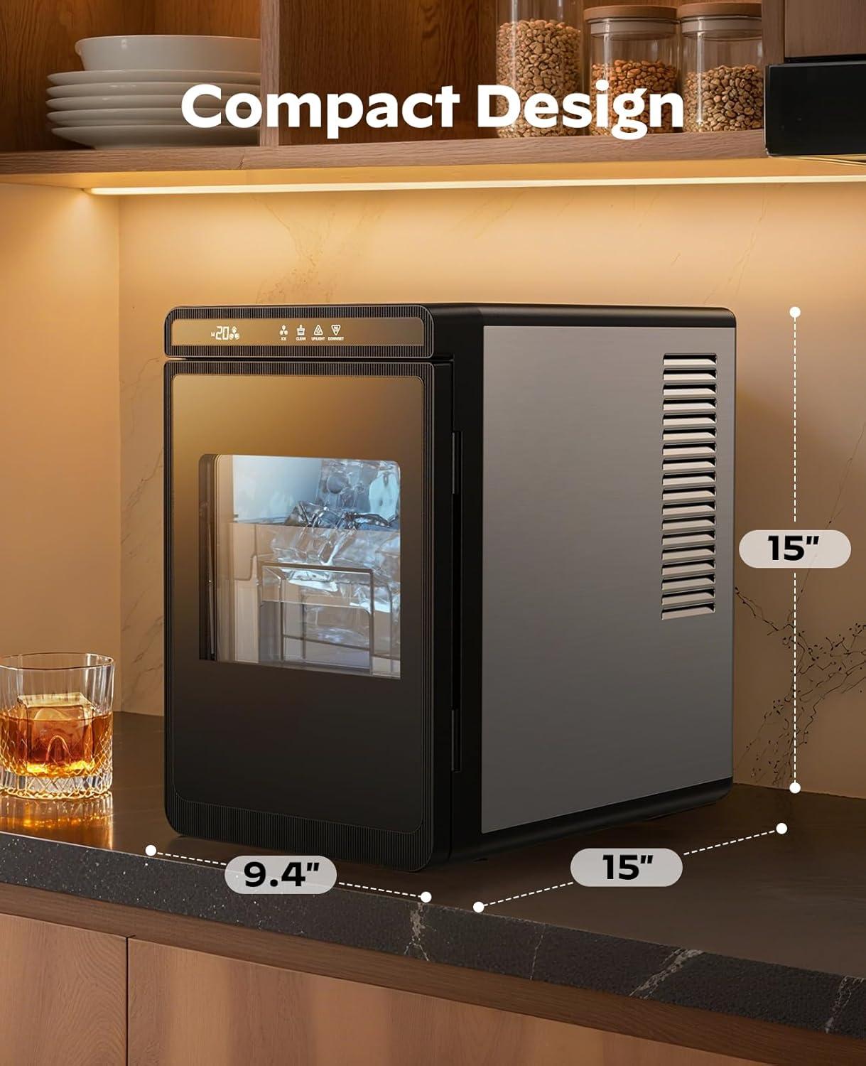 imageSilonn Clear Ice Cube Maker Countertop Makes 3 Large 16 Cubes in 20 Mins Crystal Clear ampamp SlowMelting Ice for Whiskey Adjustable Ice Thickness ampamp Auto Clean Great for Home bar Kitchen ampamp Party