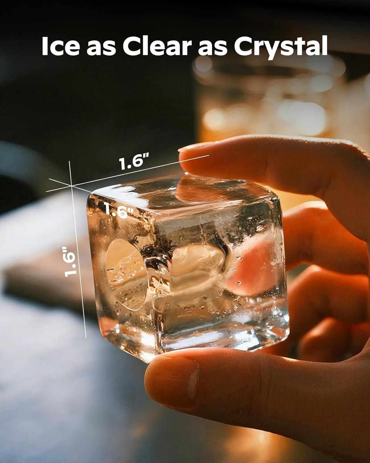 imageSilonn Clear Ice Cube Maker Countertop Makes 3 Large 16 Cubes in 20 Mins Crystal Clear ampamp SlowMelting Ice for Whiskey Adjustable Ice Thickness ampamp Auto Clean Great for Home bar Kitchen ampamp Party