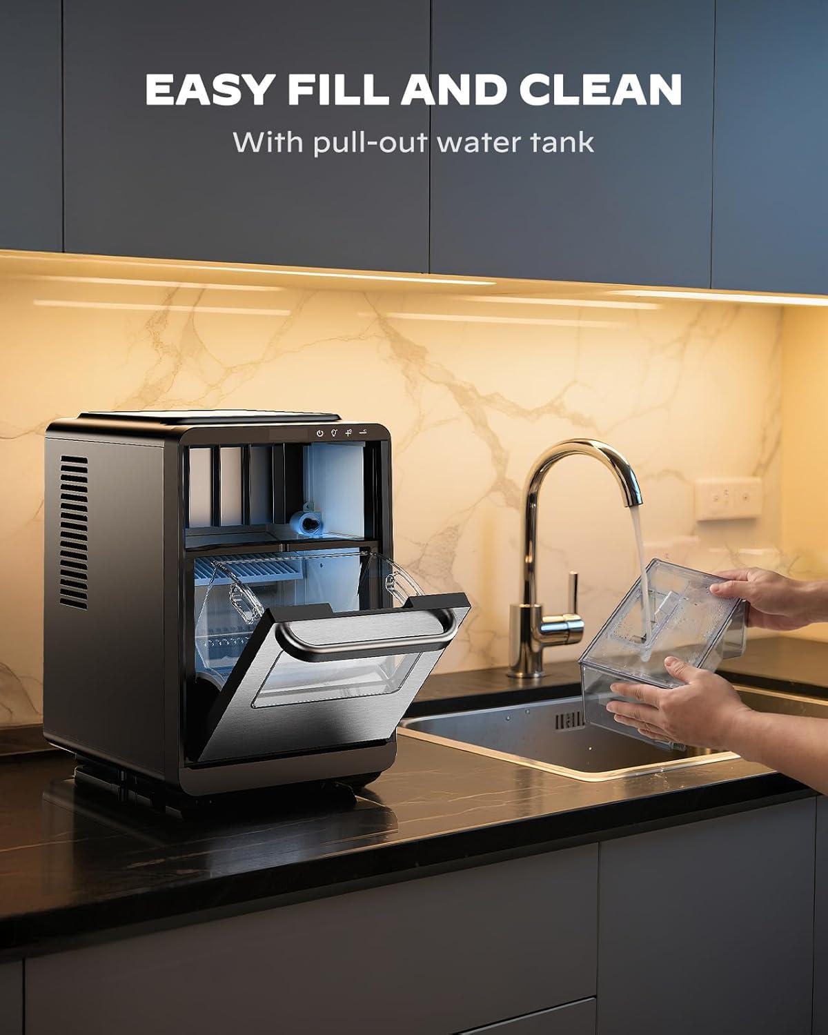 imageSilonn Crescent Ice Maker Countertop Slow Melting ampamp CrystalClear Ice SelfCleaning Ice Machine with Adjustable Ice Thickness ampamp Timer Function 16 Pcs in 15 Mins 2000 Pcs per Day