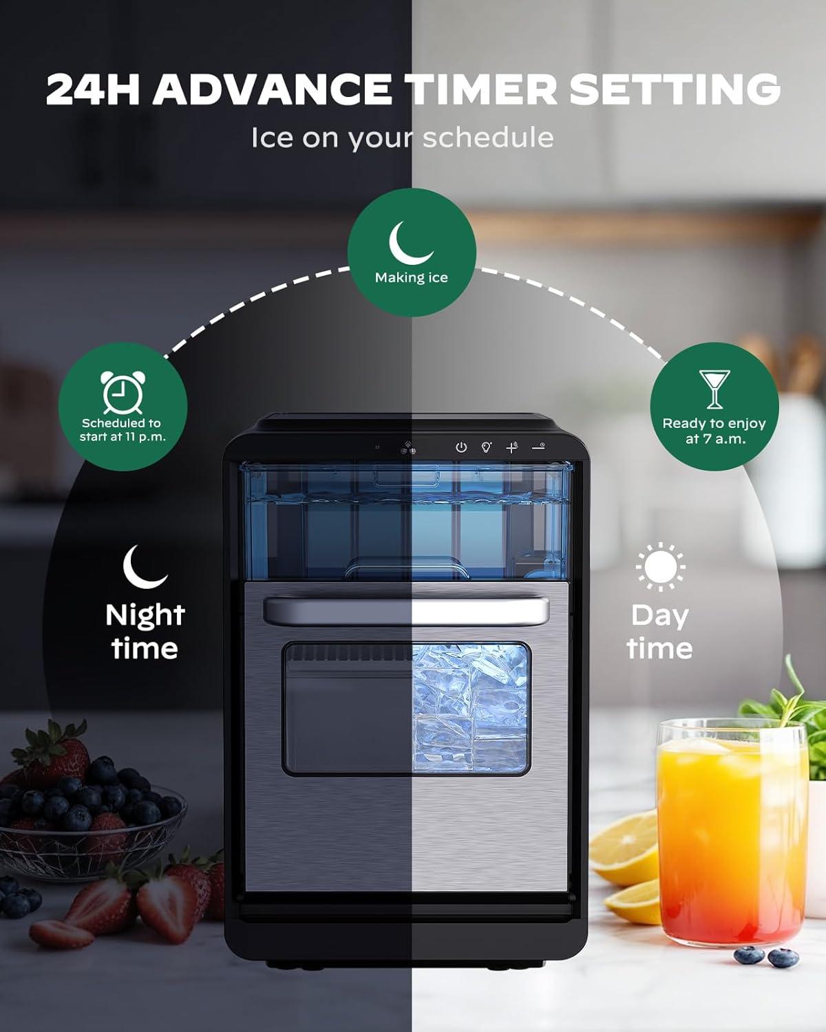imageSilonn Crescent Ice Maker Countertop Slow Melting ampamp CrystalClear Ice SelfCleaning Ice Machine with Adjustable Ice Thickness ampamp Timer Function 16 Pcs in 15 Mins 2000 Pcs per Day