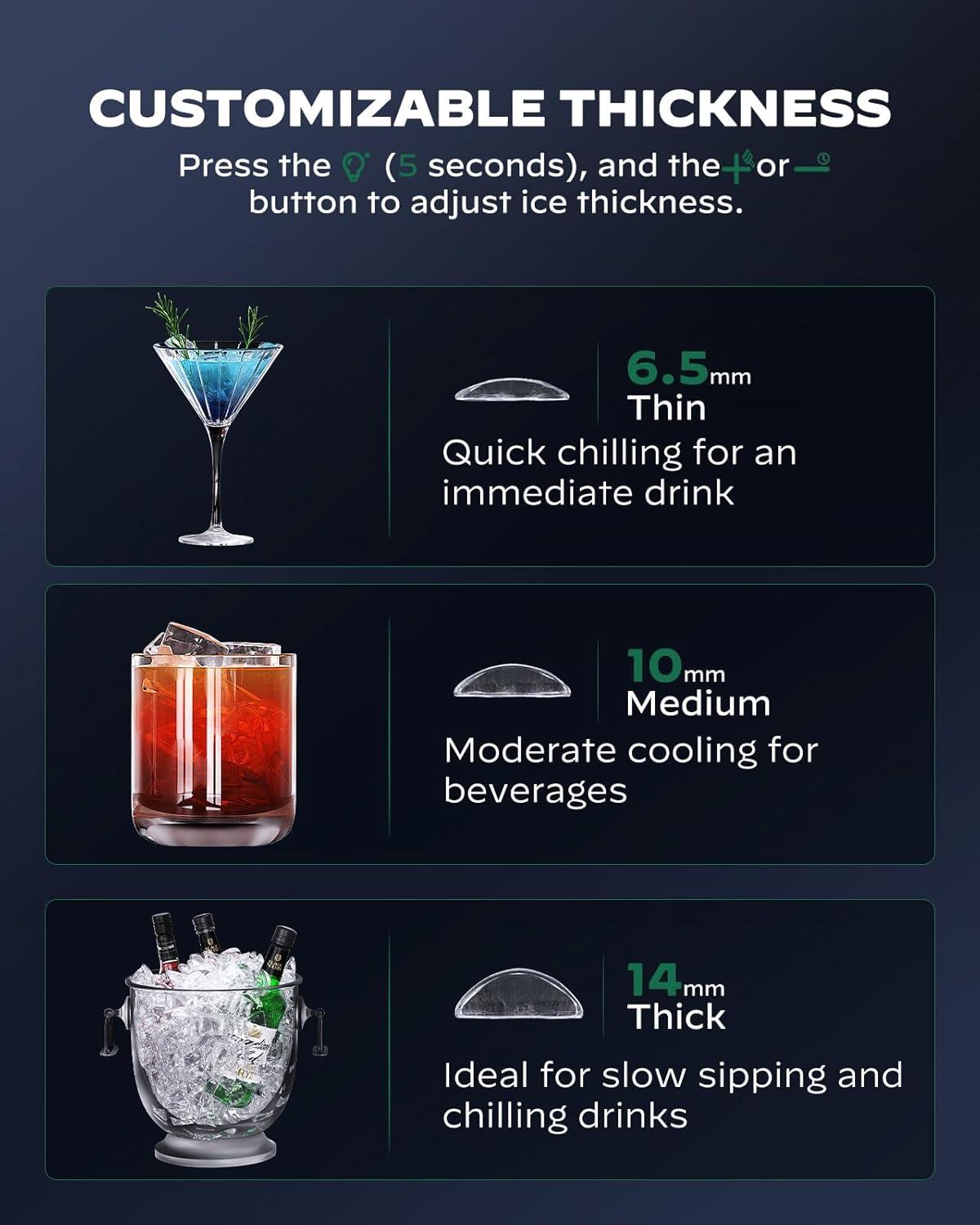 imageSilonn Crescent Ice Maker Countertop Slow Melting ampamp CrystalClear Ice SelfCleaning Ice Machine with Adjustable Ice Thickness ampamp Timer Function 16 Pcs in 15 Mins 2000 Pcs per Day