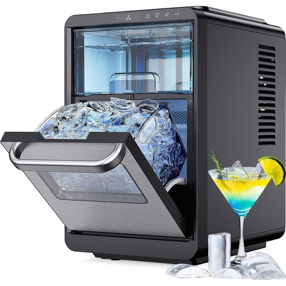 imageSilonn Crescent Ice Maker Countertop Slow Melting ampamp CrystalClear Ice SelfCleaning Ice Machine with Adjustable Ice Thickness ampamp Timer Function 16 Pcs in 15 Mins 2000 Pcs per Day