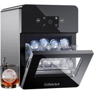 imageSilonn 236 Clear Ice Ball Maker with CrystalSphere ampamp RapidSphere Technology 3 pcs in 40 Mins 100 pcsDay SelfCleaning Sphere Ice Maker for Whiskey ampamp Cocktail Automatic or Manual Water Fill