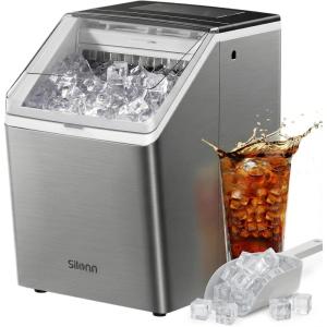 imageSilonn Nugget Ice Maker Countertop  44lbs24h CrushedPebble Ice Machine Front PullOut Water Tank amp Removable Basket Stainless Steel Finish for Home KitchenStainless Steel