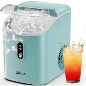 imageSilonn Nugget Ice Maker Countertop Chewable Pellet Ice Machine with SelfCleaning Portable Pebble Ice Maker with Ice Scoop for Home Kitchen amp Office GreenMint