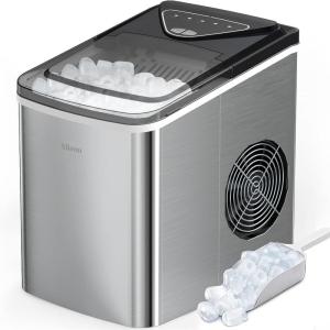 imageSilonn Nugget Ice Maker Countertop Chewable Pellet Ice Machine with SelfCleaning Portable Pebble Ice Maker with Ice Scoop for Home Kitchen amp Office GreenStainless Steel